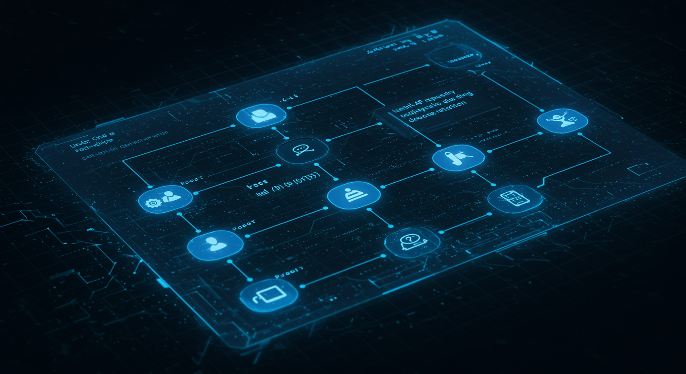 Clean blue face swap workflow diagram showing portrait uploads flowing through detection, alignment, and fusion stages, octopus routing nodes, futuristic SaaS aesthetic