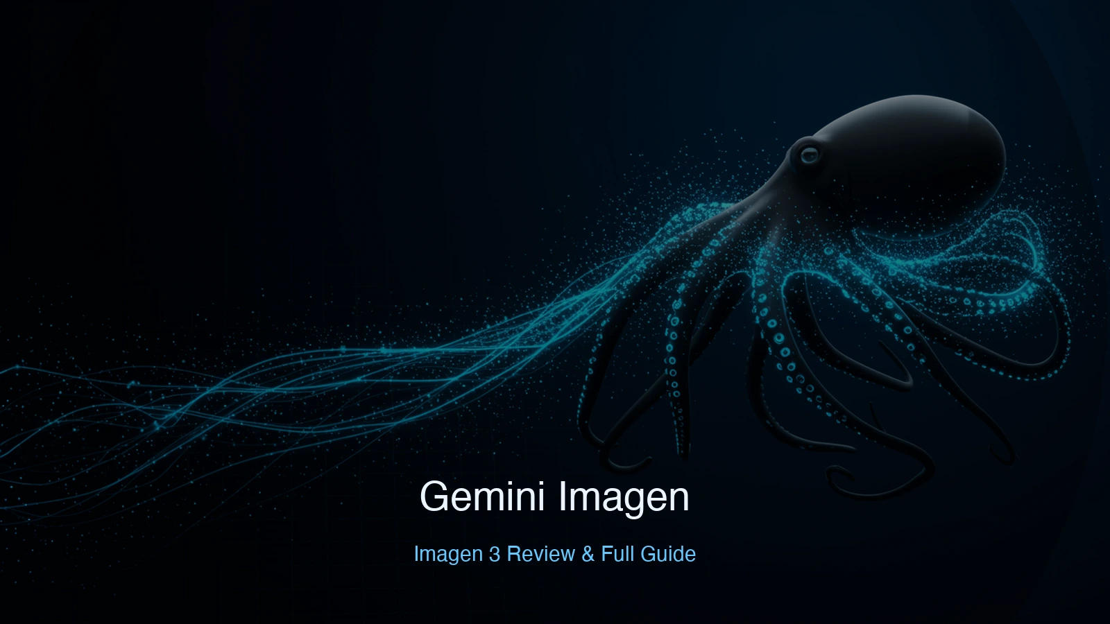 Dark Imagen3 prompt console with glossy black octopus arranging structured visual brief cards into image outputs