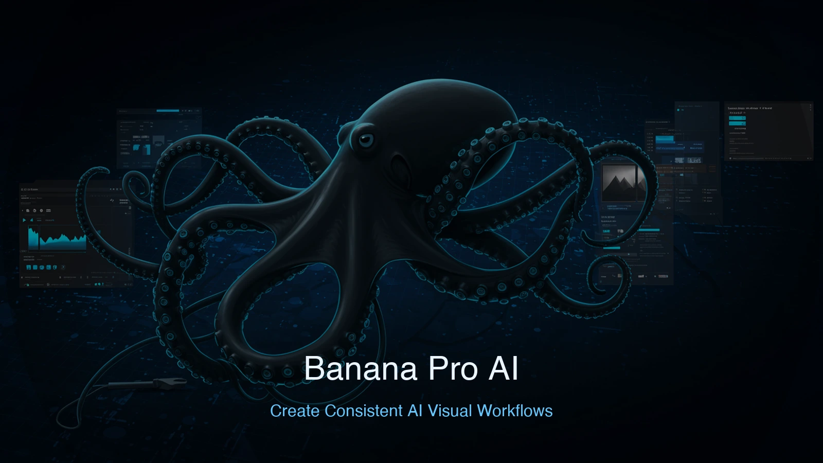 Sleek black octopus coordinating product images, campaign variants, and approved visual assets across connected screens